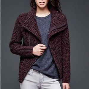 Gap knit moto sweater jacket